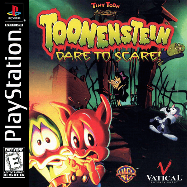 Tiny Toon Adventures Toonenstein Dare to Scare box art for Playstation